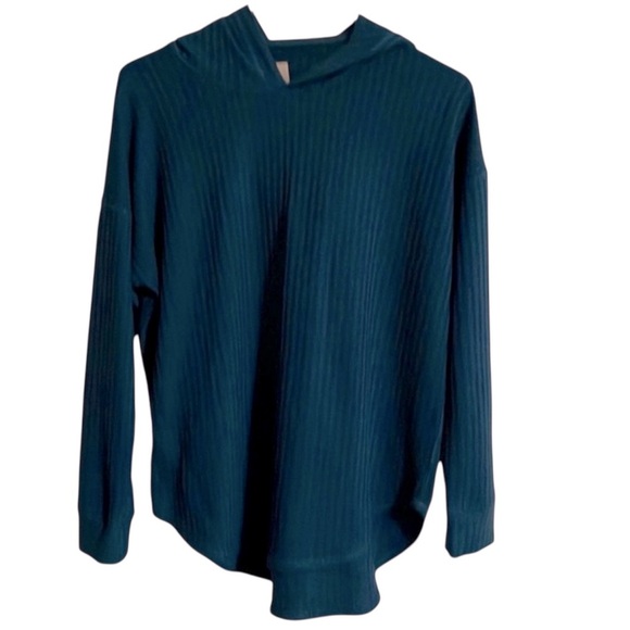 🌹CHASER TEAL RIBBED HOODED SHIRT - Picture 1 of 2